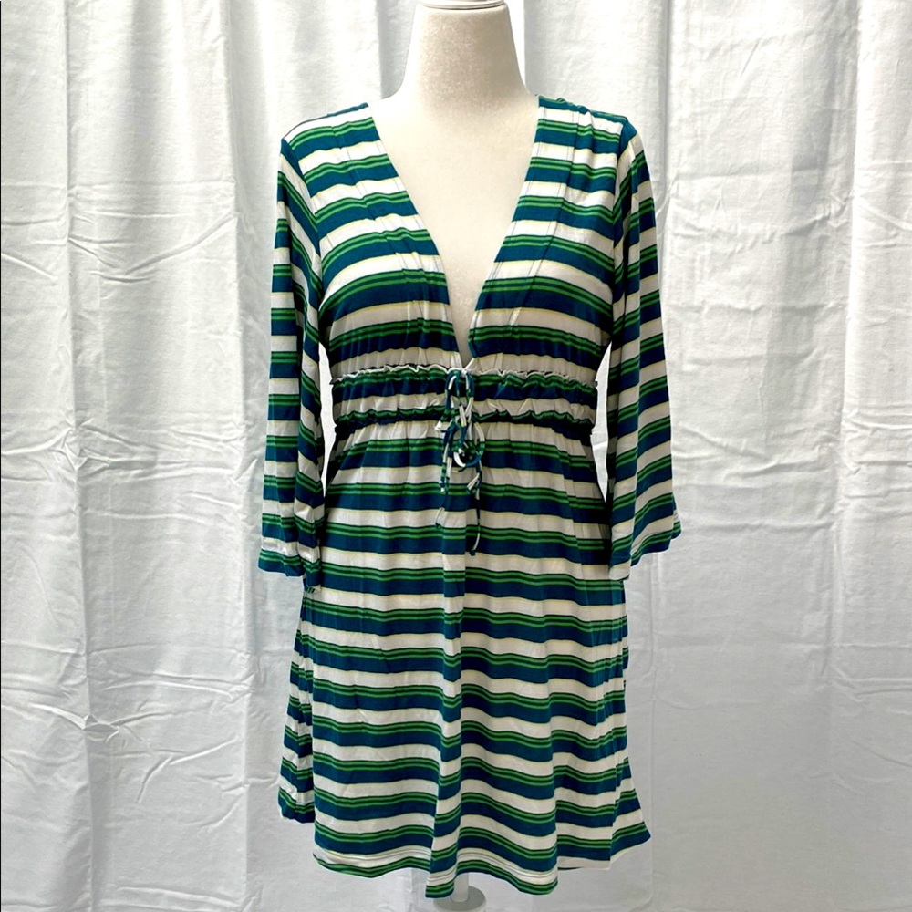 NWOT - Striped Green and Blue Women's Swim Cover-Up by Becca